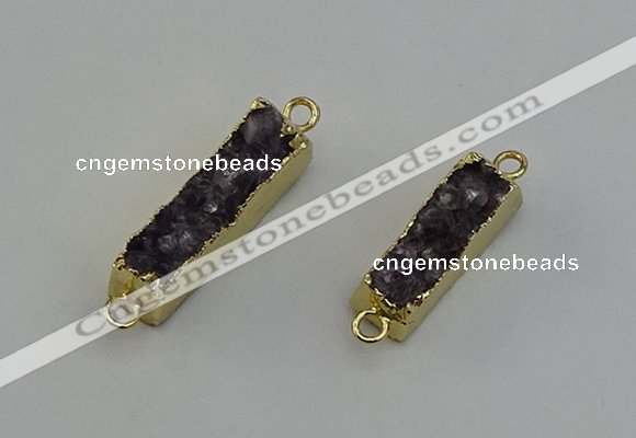 NGC5265 8*25mm - 10*32mm rectangle druzy amethyst connectors