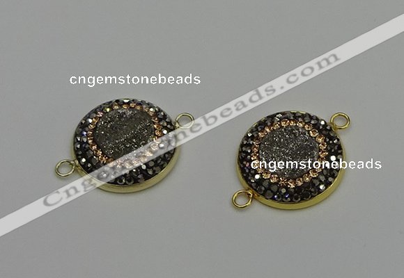 NGC5314 20mm - 22mm coin plated druzy agate connectors