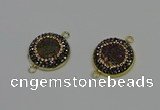 NGC5315 20mm - 22mm coin plated druzy agate connectors