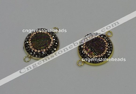 NGC5315 20mm - 22mm coin plated druzy agate connectors