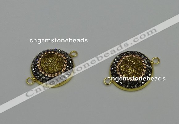 NGC5316 20mm - 22mm coin plated druzy agate connectors