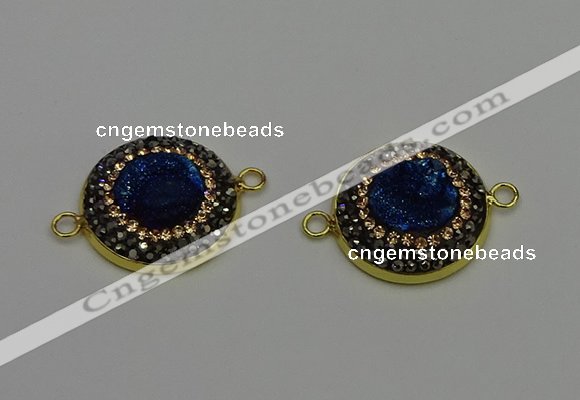 NGC5318 20mm - 22mm coin plated druzy agate connectors