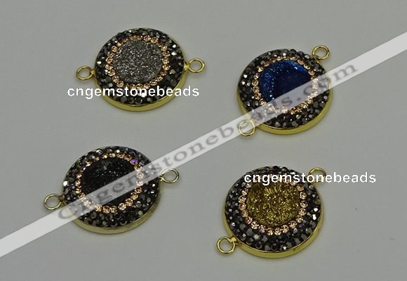 NGC5321 20mm - 22mm coin plated druzy agate connectors