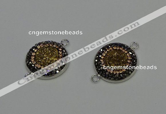 NGC5325 20mm - 22mm coin plated druzy agate connectors