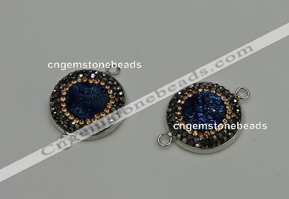 NGC5327 20mm - 22mm coin plated druzy agate connectors