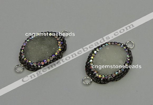 NGC5333 22*28mm oval plated druzy agate connectors wholesale