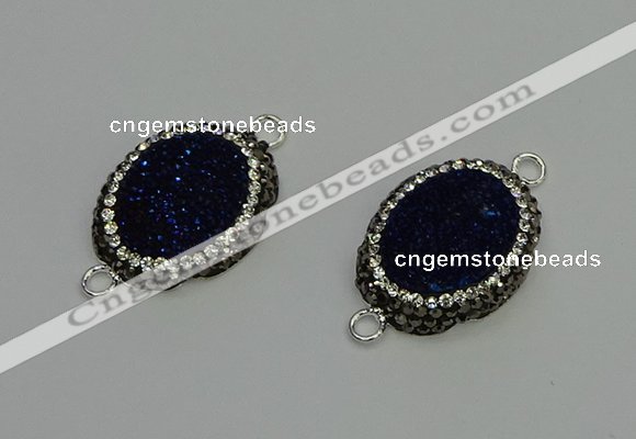 NGC5336 22*28mm oval plated druzy agate connectors wholesale