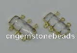 NGC5350 12*30mm - 15*30mm faceted rectangle white crystal connectors