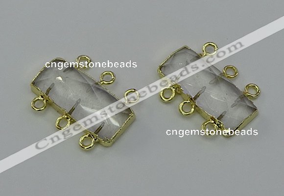 NGC5350 12*30mm - 15*30mm faceted rectangle white crystal connectors