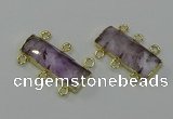 NGC5352 12*30mm - 15*30mm faceted rectangle light amethyst connectors