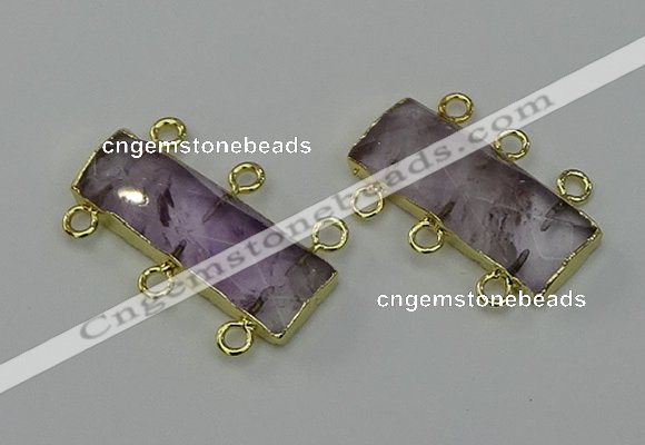 NGC5352 12*30mm - 15*30mm faceted rectangle light amethyst connectors