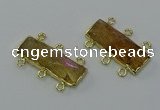 NGC5354 12*30mm - 15*30mm faceted rectangle citrine connectors