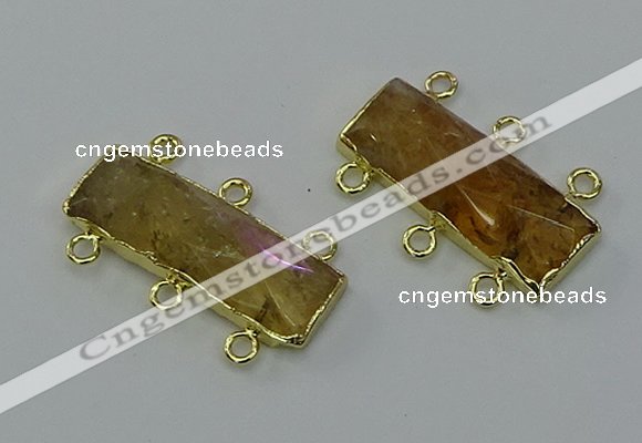 NGC5354 12*30mm - 15*30mm faceted rectangle citrine connectors