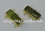 NGC5356 12*30mm - 15*30mm rectangle green rutilated quartz connectors