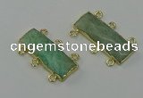 NGC5359 12*30mm - 15*30mm faceted rectangle amazonite connectors