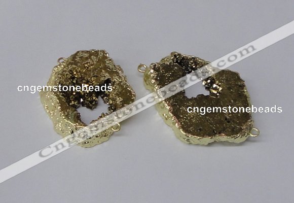 NGC536 25*35mm - 35*45mm plated druzy agate gemstone connectors