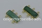 NGC5361 12*30mm - 15*30mm faceted rectangle green aventurine connectors