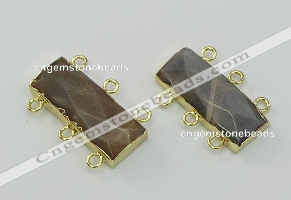 NGC5365 12*30mm - 15*30mm faceted rectangle moonstone connectors