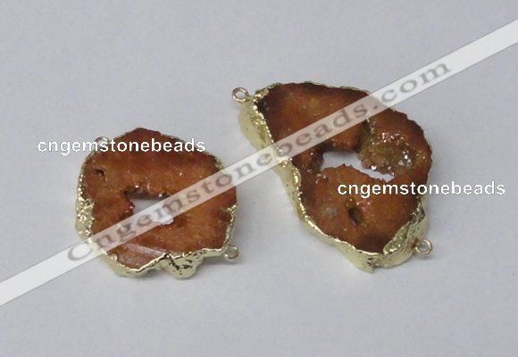 NGC537 25*35mm - 35*45mm plated druzy agate gemstone connectors