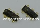 NGC5370 12*30mm - 15*30mm faceted rectangle labradorite connectors