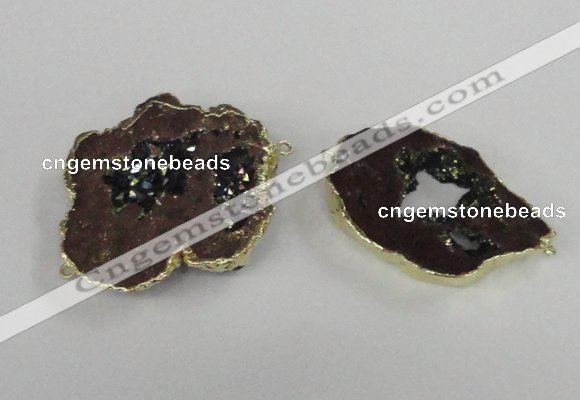 NGC538 25*35mm - 35*45mm plated druzy agate gemstone connectors