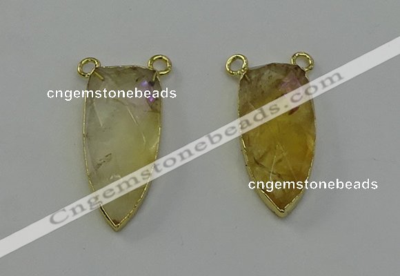 NGC5402 16*35mm - 18*40mm arrowhead citrine gemstone connectors