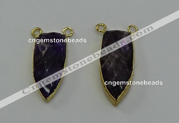 NGC5416 16*35mm - 18*40mm arrowhead amethyst connectors