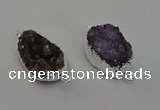 NGC5455 20*25mm - 20*30mm freeform druzy amethyst connectors