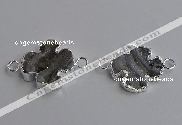 NGC5458 20mm - 22mm flower druzy agate connectors wholesale