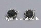 NGC5461 14mm - 15mm flower plated druzy agate connectors wholesale