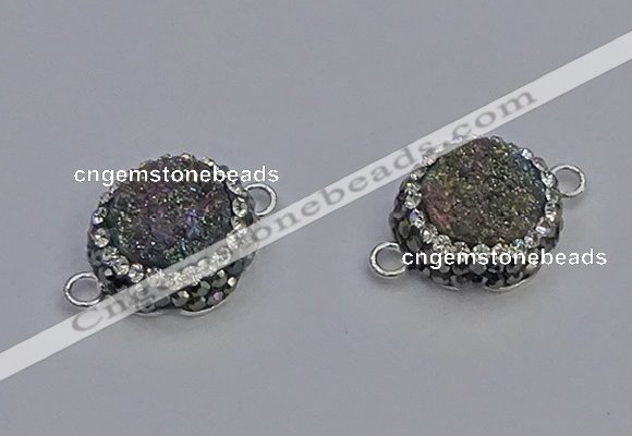 NGC5463 14mm - 15mm flower plated druzy agate connectors wholesale