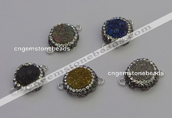 NGC5468 14mm - 15mm flower plated druzy agate connectors wholesale