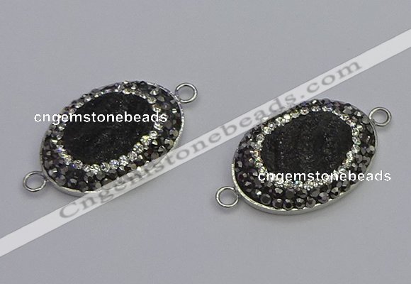 NGC5471 18*25mm oval plated druzy agate gemstone connectors