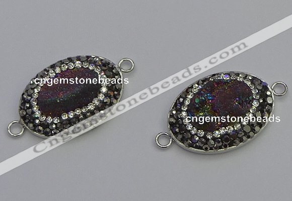 NGC5473 18*25mm oval plated druzy agate gemstone connectors