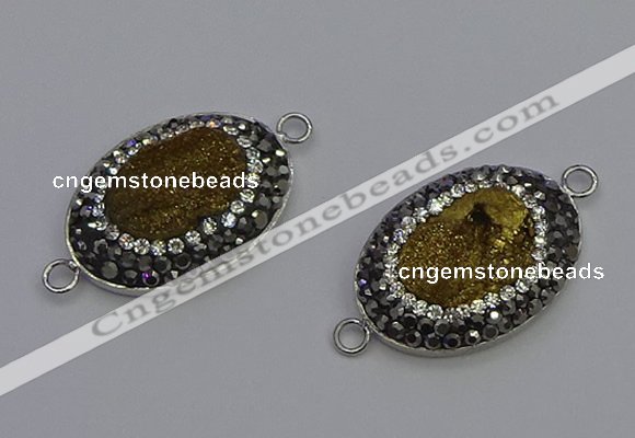 NGC5475 18*25mm oval plated druzy agate gemstone connectors