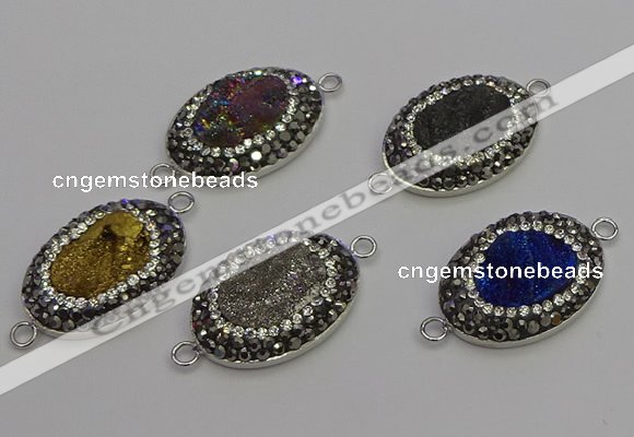 NGC5478 18*25mm oval plated druzy agate gemstone connectors