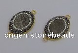 NGC5480 18*25mm oval plated druzy agate gemstone connectors