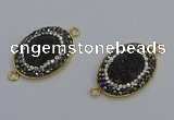 NGC5481 18*25mm oval plated druzy agate gemstone connectors