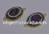 NGC5483 18*25mm oval plated druzy agate gemstone connectors