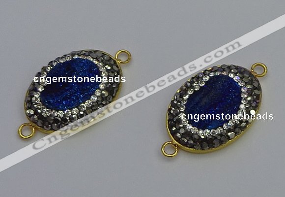 NGC5485 18*25mm oval plated druzy agate gemstone connectors