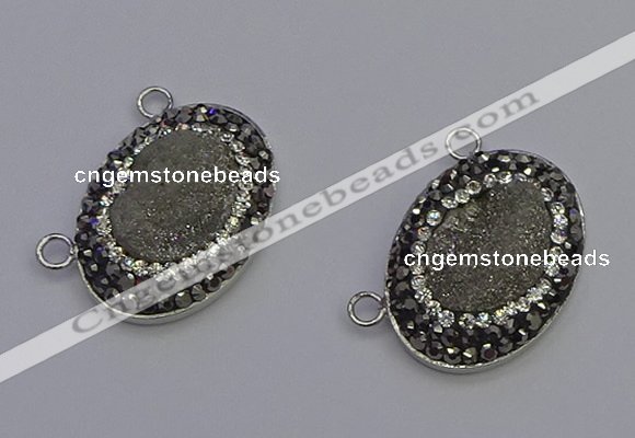 NGC5490 18*25mm oval plated druzy agate gemstone connectors