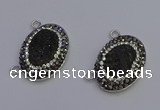 NGC5491 18*25mm oval plated druzy agate gemstone connectors