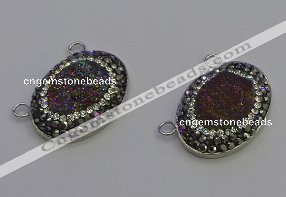 NGC5493 18*25mm oval plated druzy agate gemstone connectors