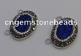 NGC5495 18*25mm oval plated druzy agate gemstone connectors