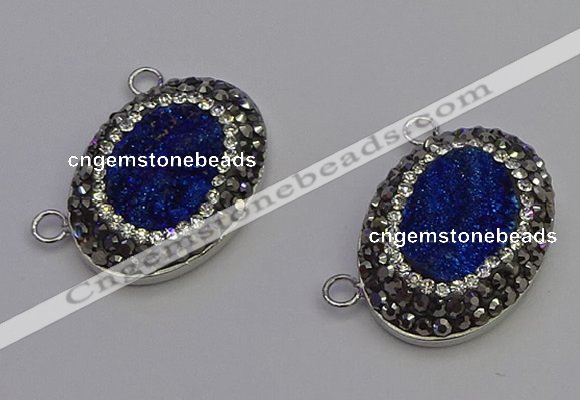 NGC5495 18*25mm oval plated druzy agate gemstone connectors