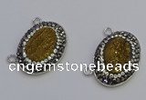 NGC5496 18*25mm oval plated druzy agate gemstone connectors