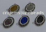 NGC5498 18*25mm oval plated druzy agate gemstone connectors