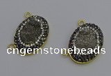 NGC5500 18*25mm oval plated druzy agate gemstone connectors