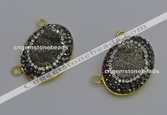 NGC5500 18*25mm oval plated druzy agate gemstone connectors