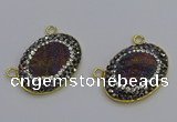 NGC5503 18*25mm oval plated druzy agate gemstone connectors